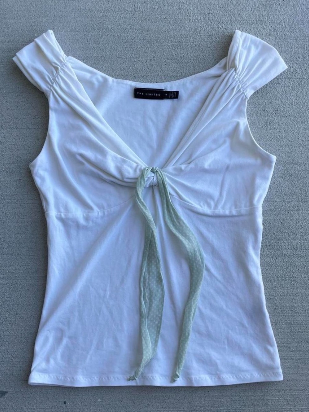 Y2K White Tank Top with Tie Bow